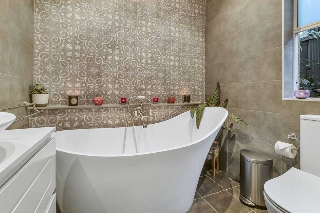 Freestanding bath and ensuite plumbing in a Sydney bathroom renovation