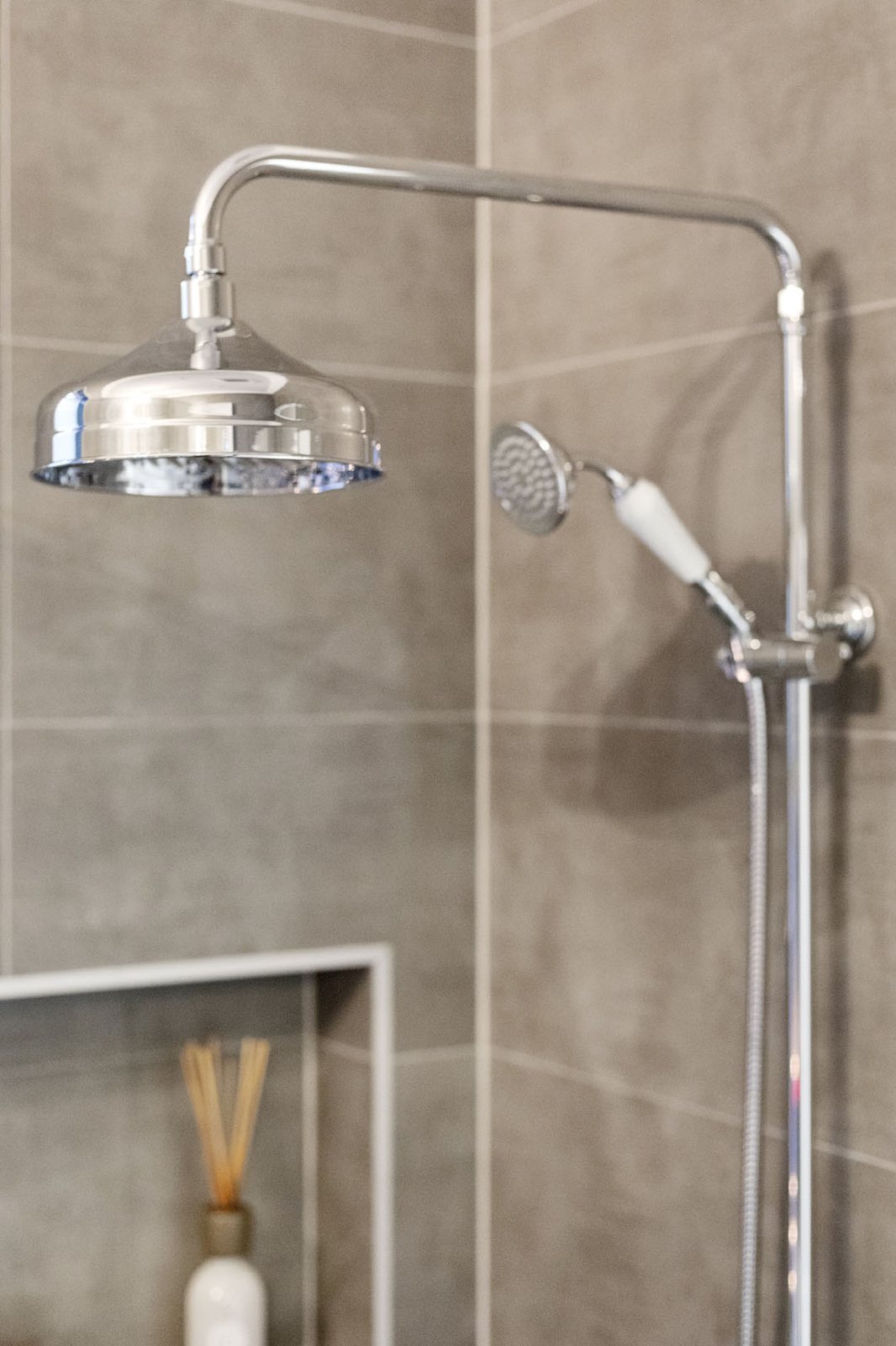 Rain shower and hand-shower fitting detail